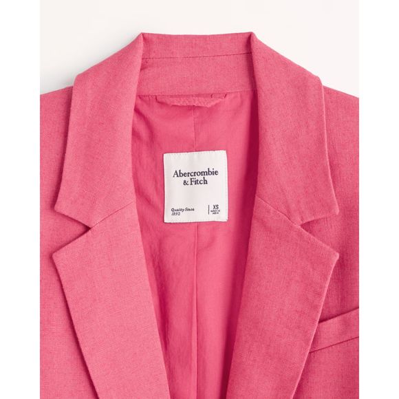 Abercrombie Hot Pink Linen Blend Boyfriend Blazer Size XS NWT - Picture 7 of 12